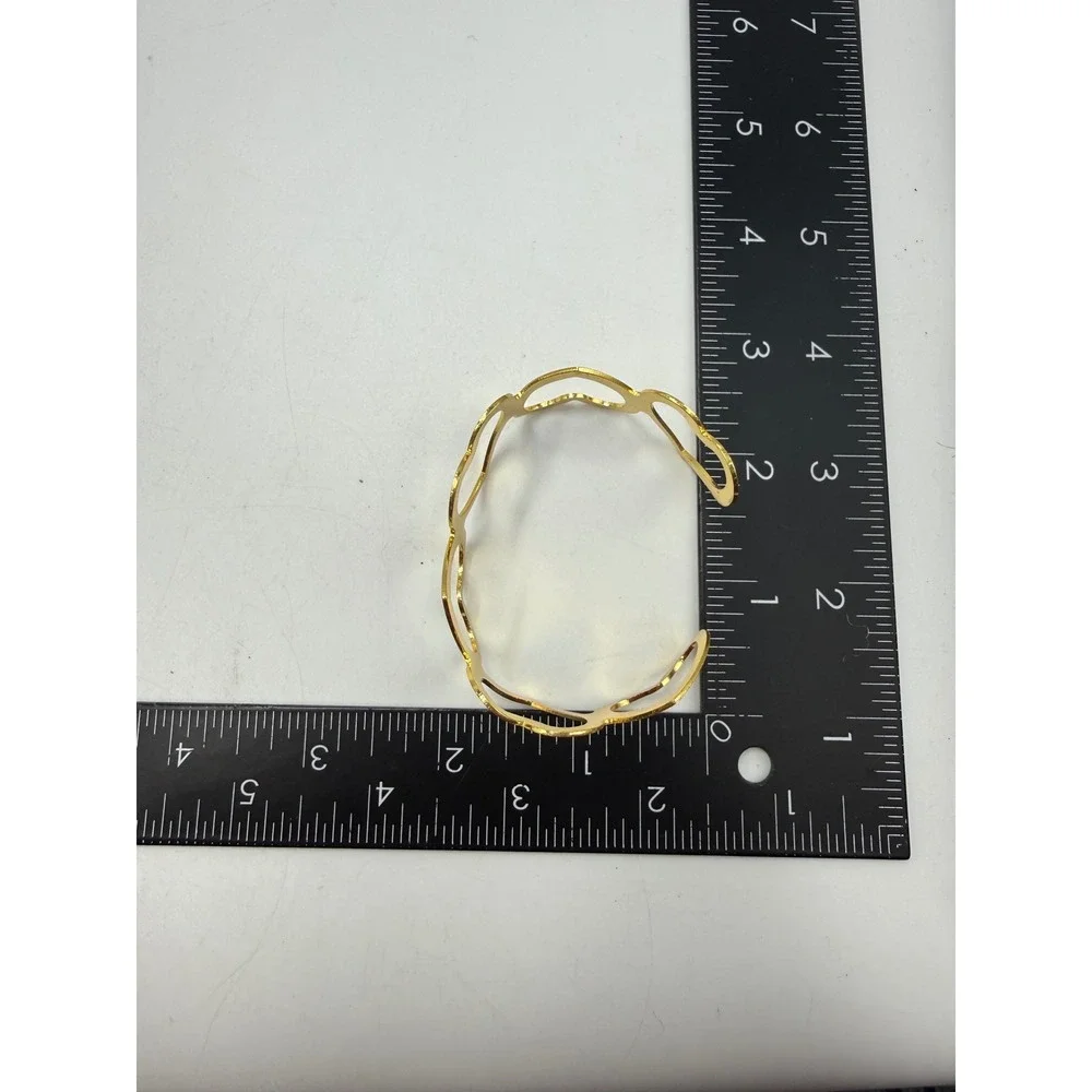 Gold Tone Open Heart Cuff Bracelet Romantic Statement Jewelry